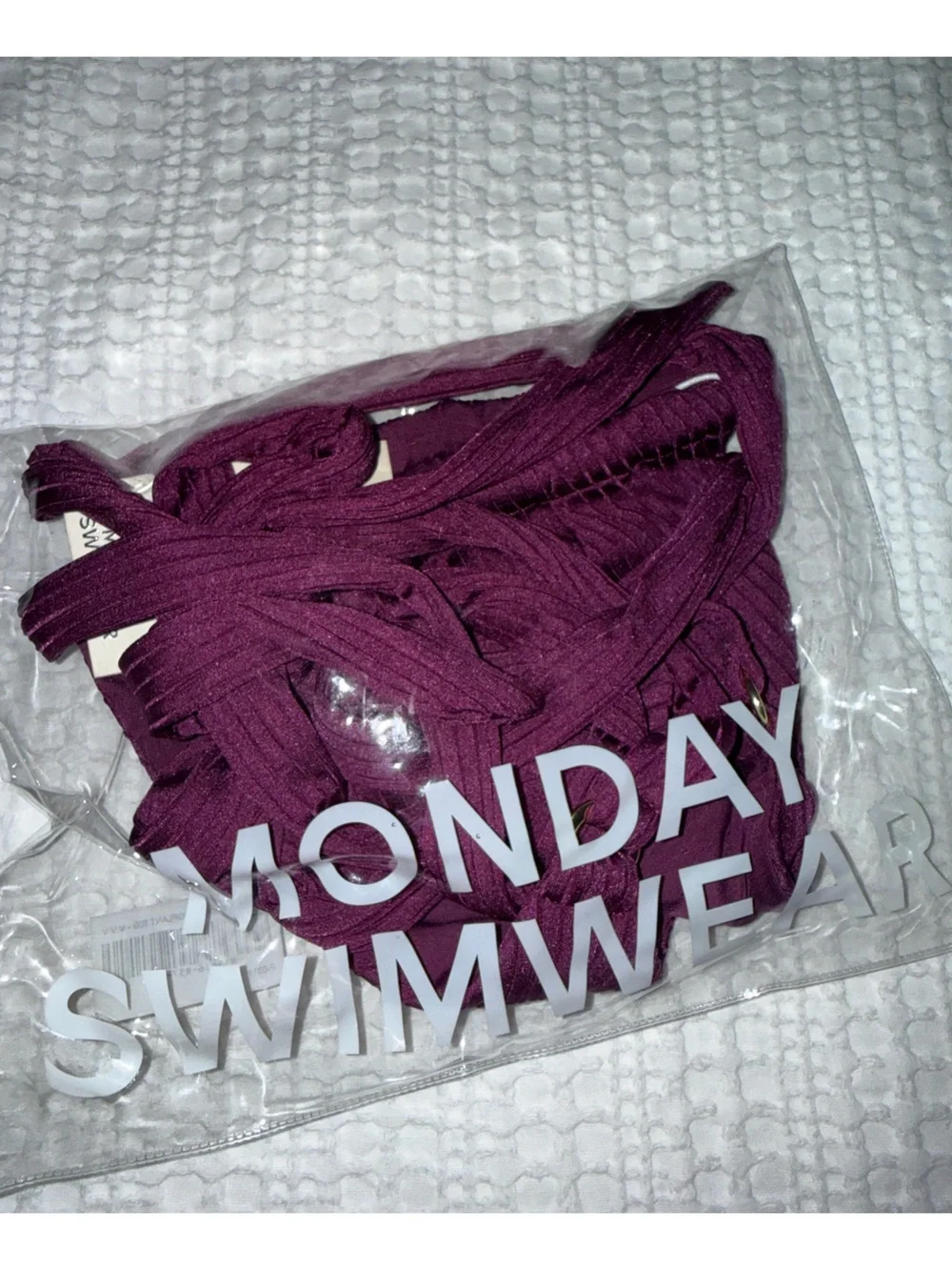 Monday Swimwear ribbed Morocco bikini top in eggplant purple BNWT new VVV XXL